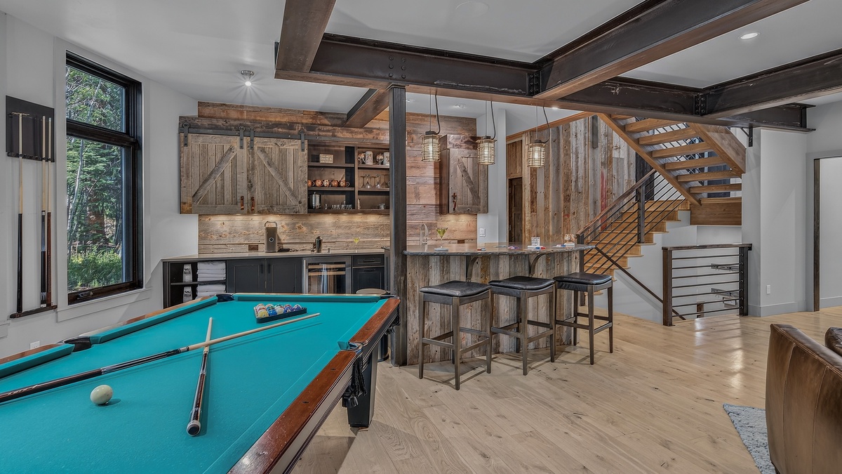 Family Room, Lower Level - Pool table beside wet bar