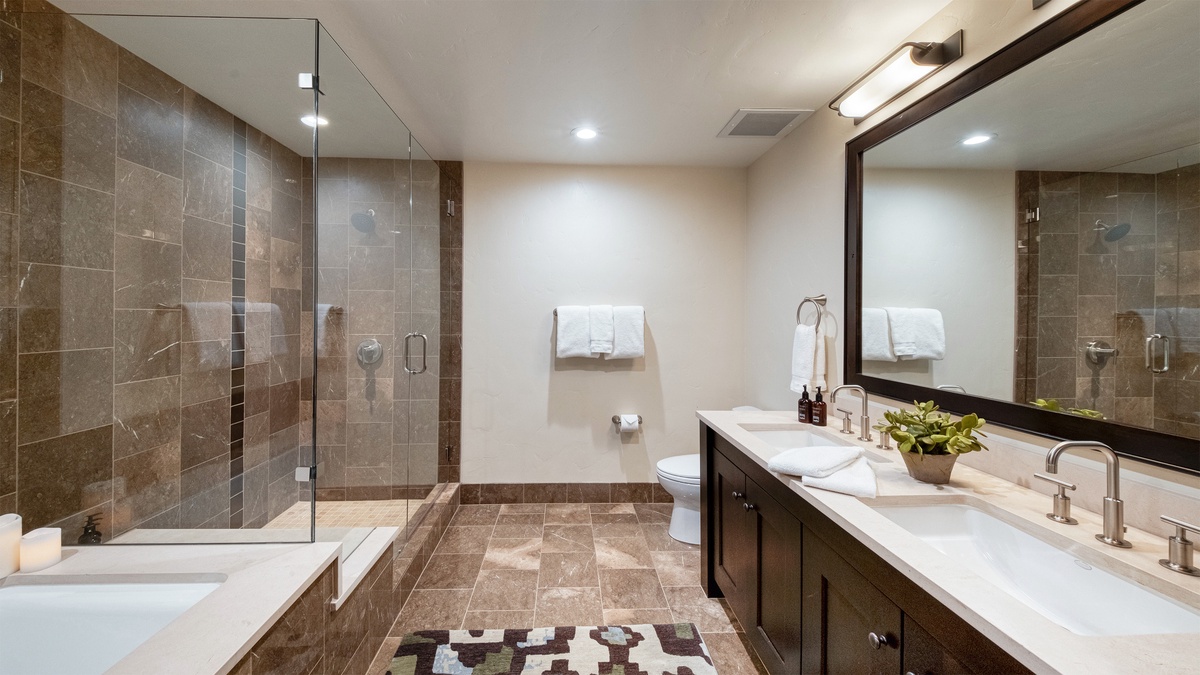 Shared Bathroom, Main Level - With double vanity adjacent to Bedrooms 3 and 4