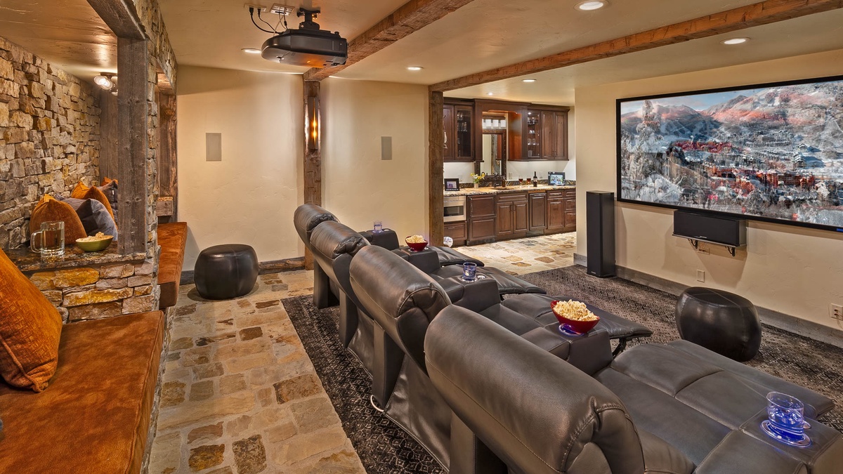 Theater Room, Lower Level - Reclining chairs facing large screen