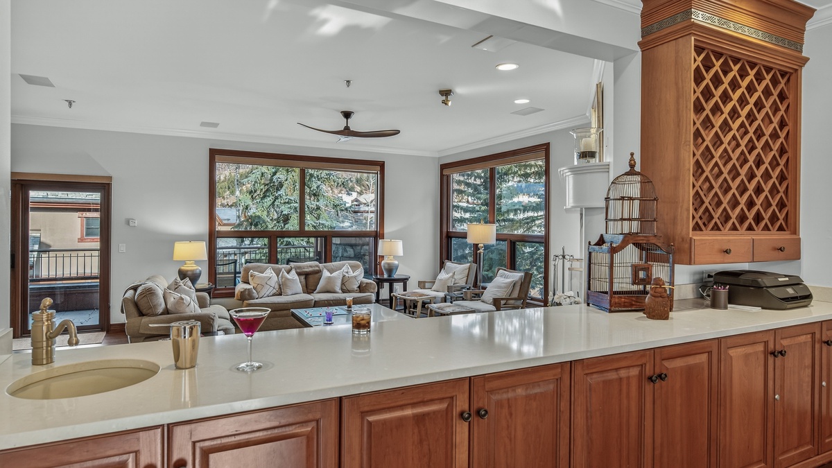 Wet bar overlooking Living Area, Main Level