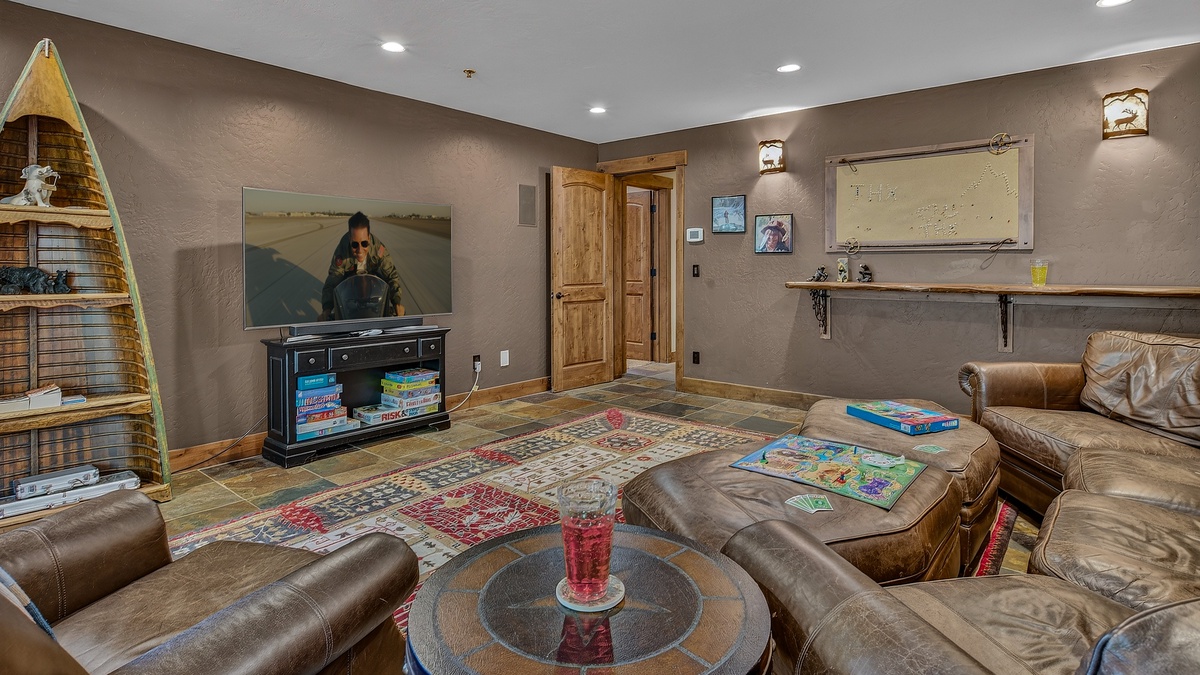 Family Room, Lower Level - Seating area with game table