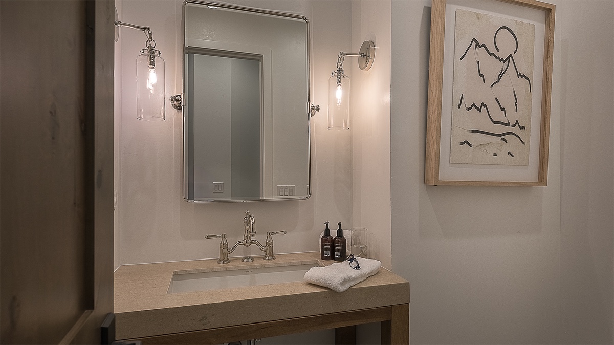 Powder Room, Lower Level - Single vanity sink