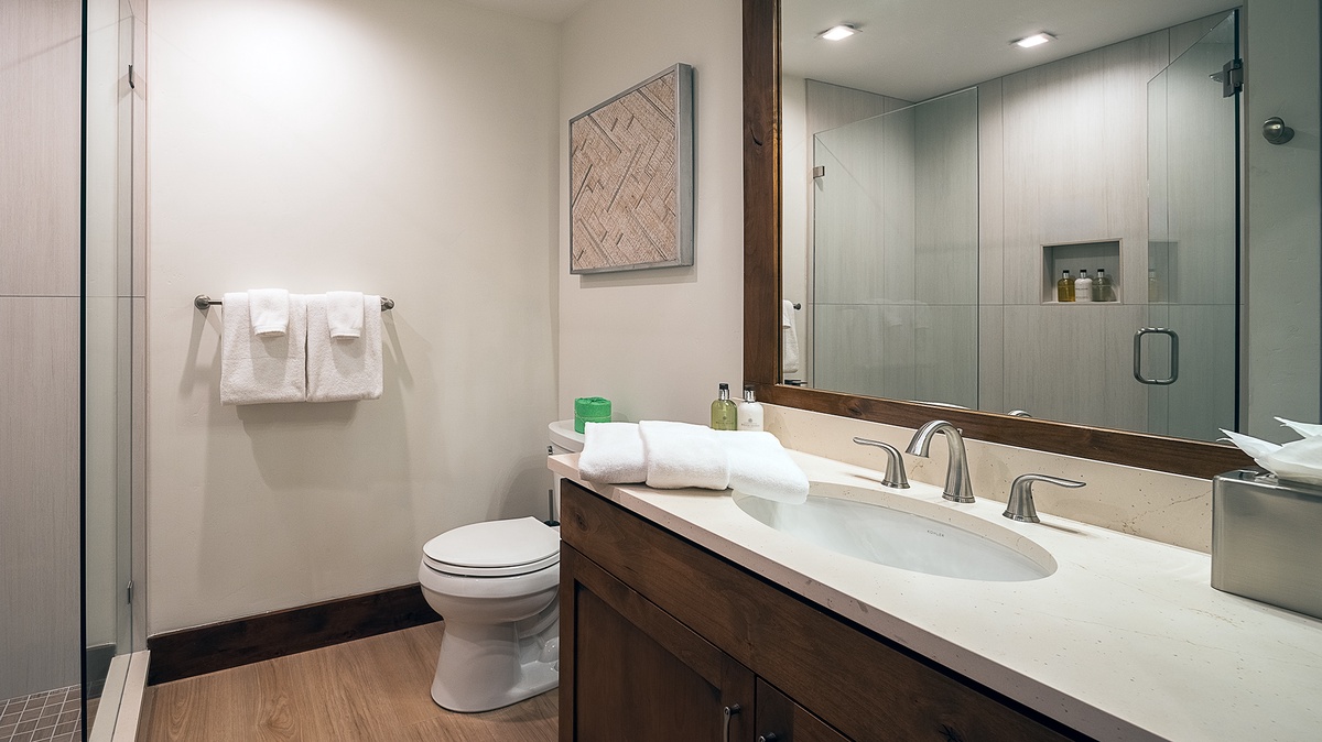 Bedroom 3, Main Level - Ensuite with single vanity and walk-in shower
