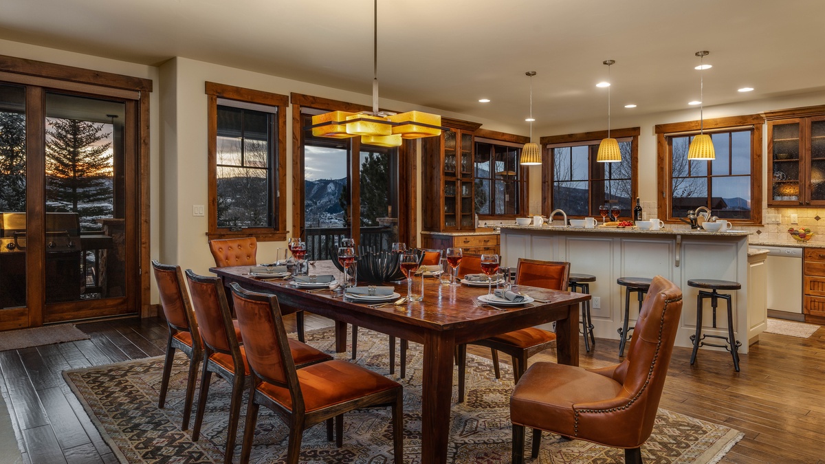 Dining area and kitchen bar seating