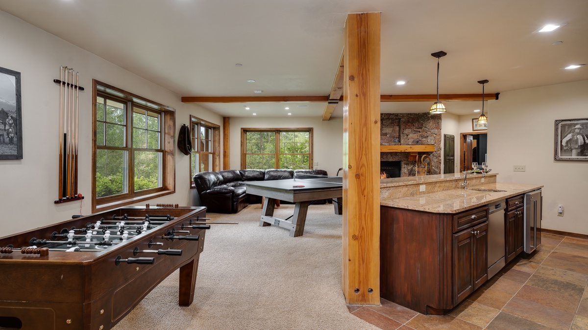 Rec room with foosball, billiards