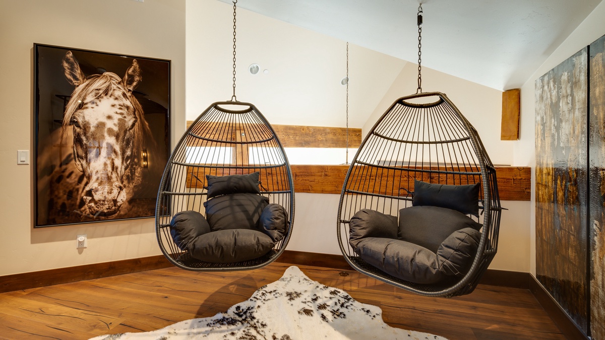 Hanging chairs on upper level