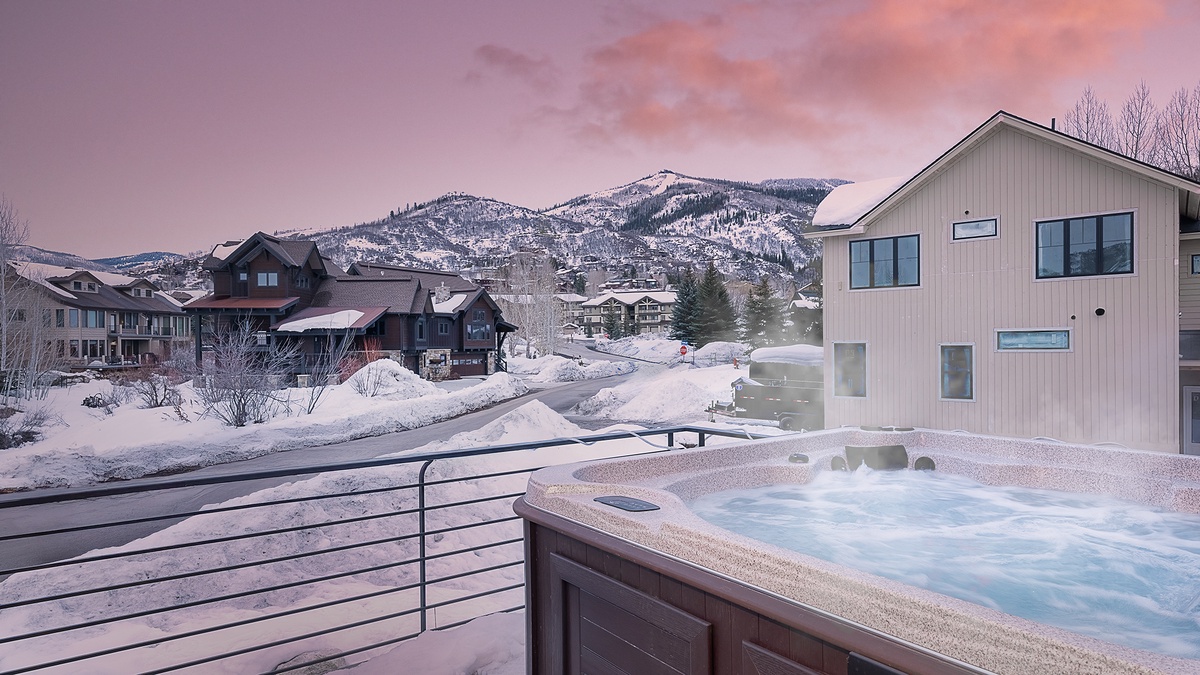 Hot Tub, Main Level - Winter mountain view