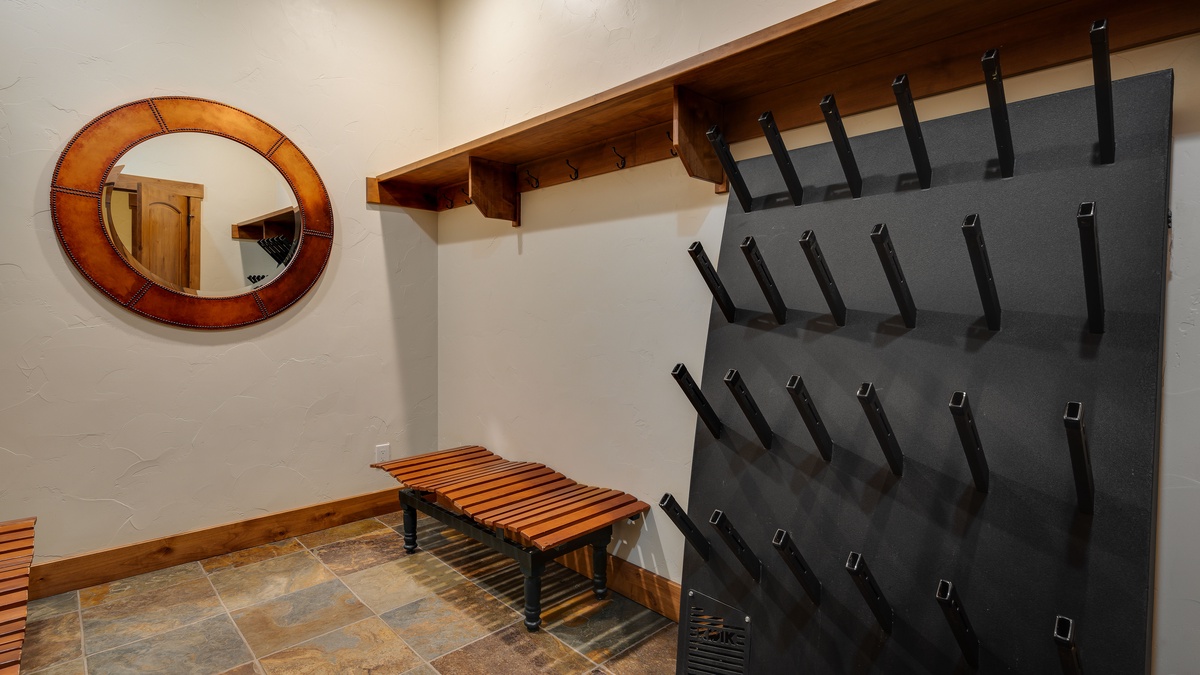 Mudroom with boot dryer on lower level