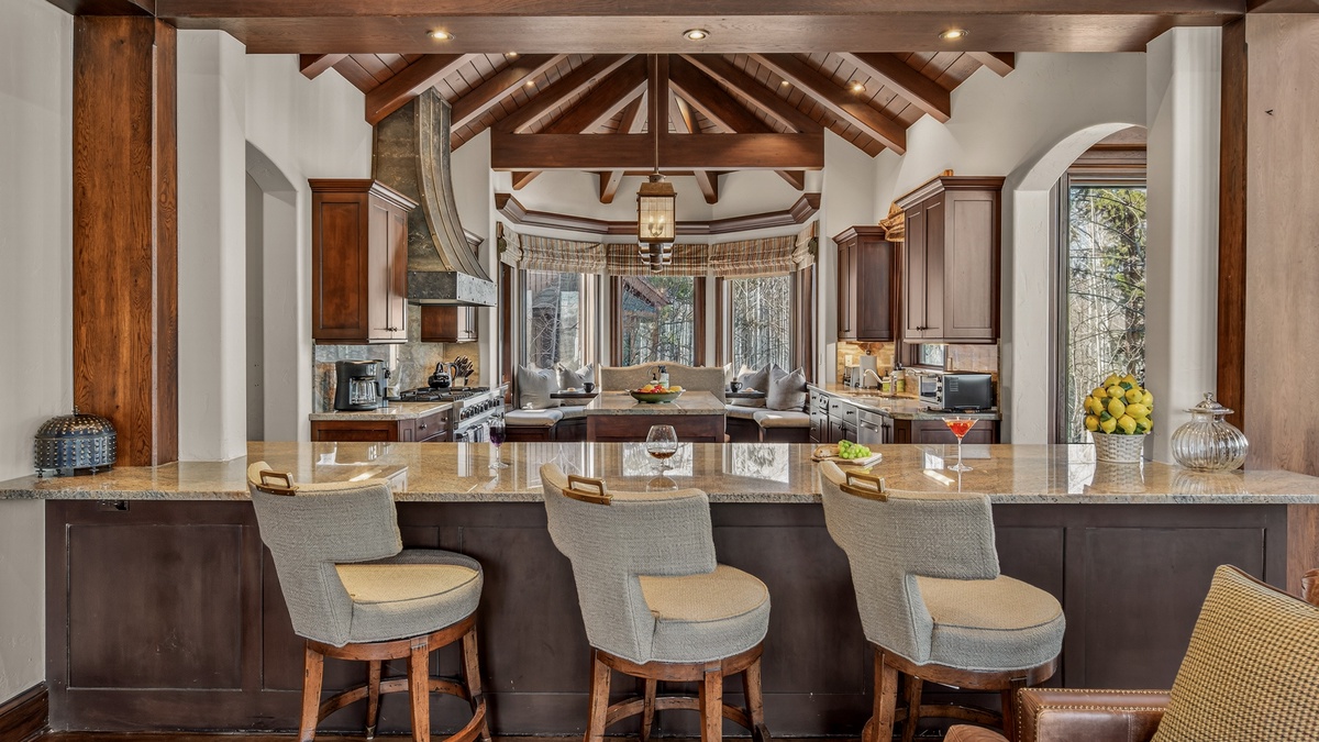 Bar seating overlooking the kitchen, Main Level