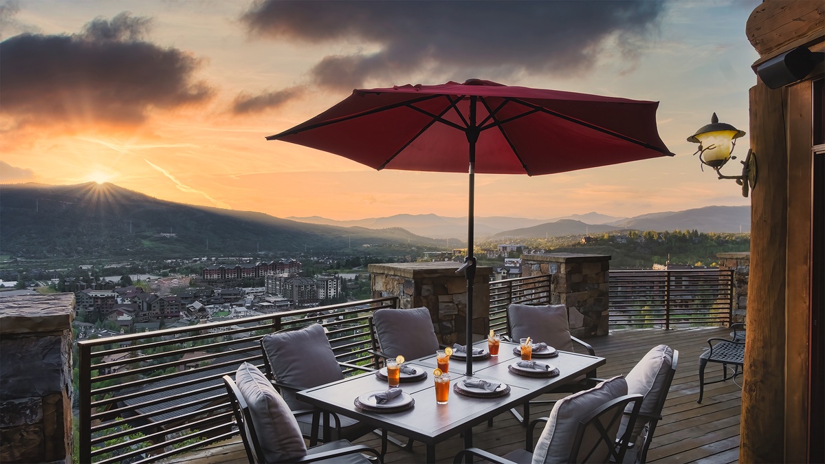Outdoor patio sunset