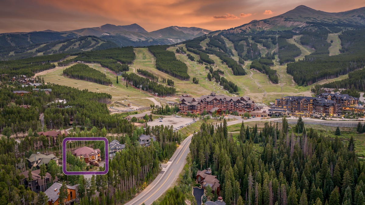 Aerial of Boulder Ridge Retreat and the Breckenridge Peak 8 Base Area