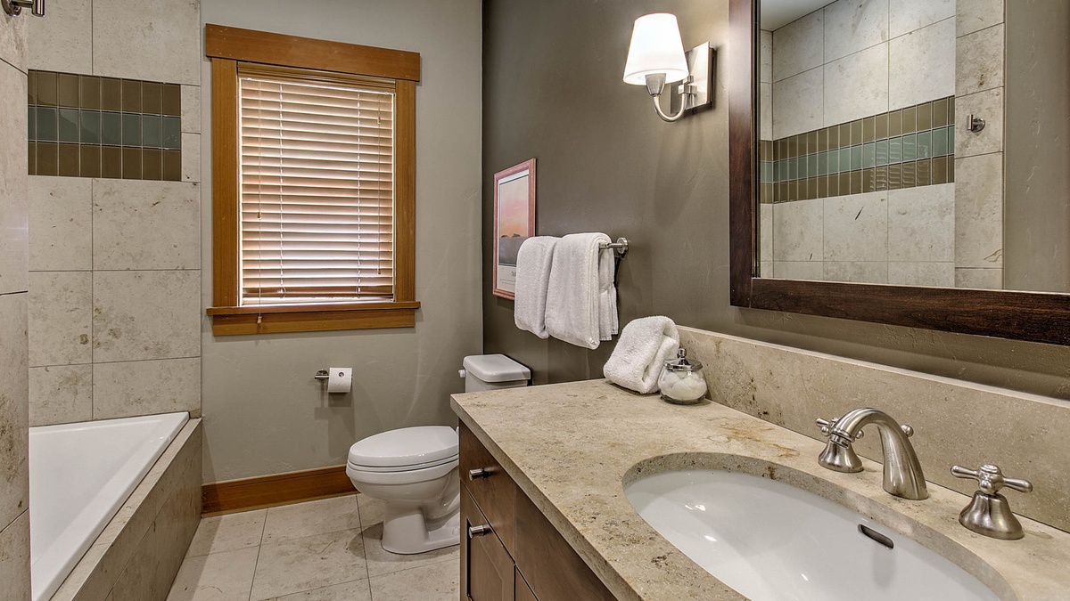 Bedroom 6, Upper Level, Sunshine Peak Chalet - Ensuite with single vanity and toilet