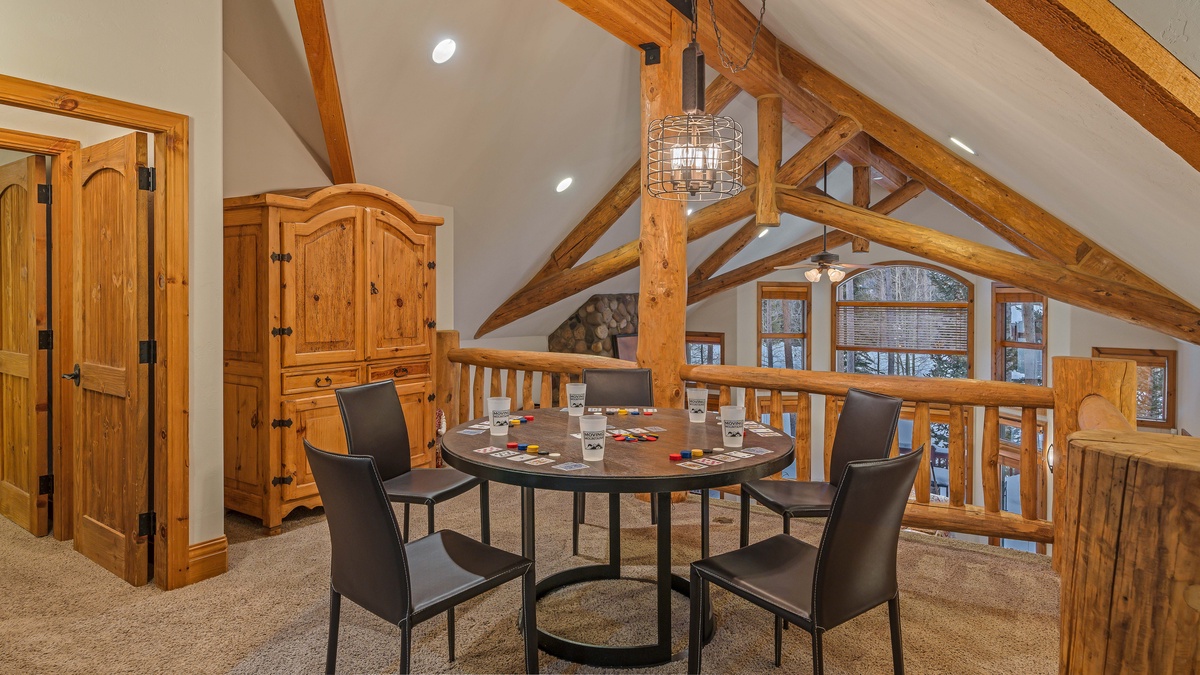 Game table on upper loft level