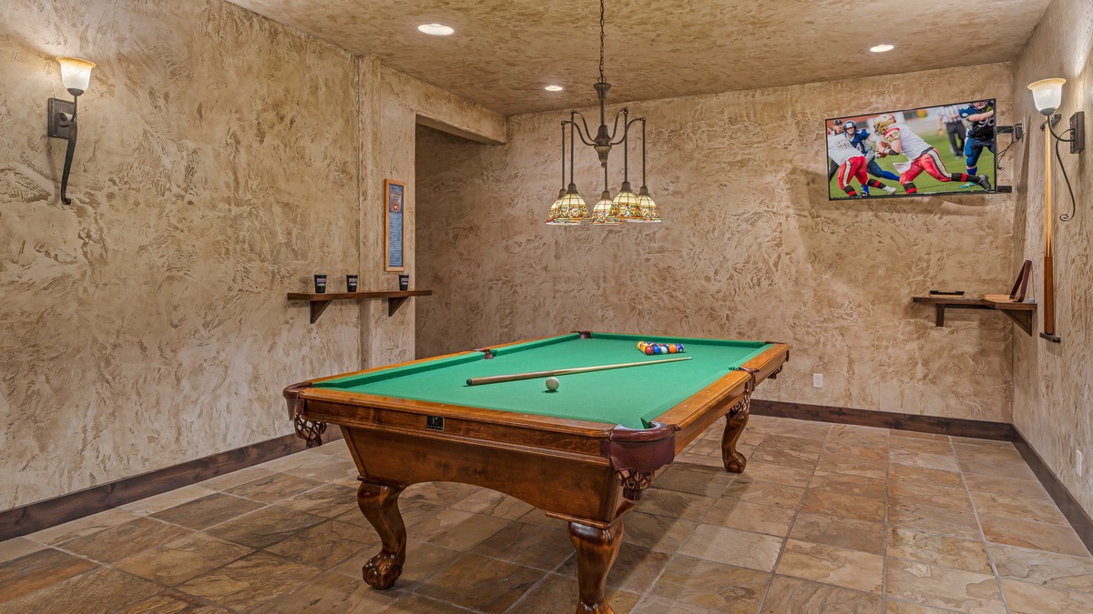 Billiards table on lower level