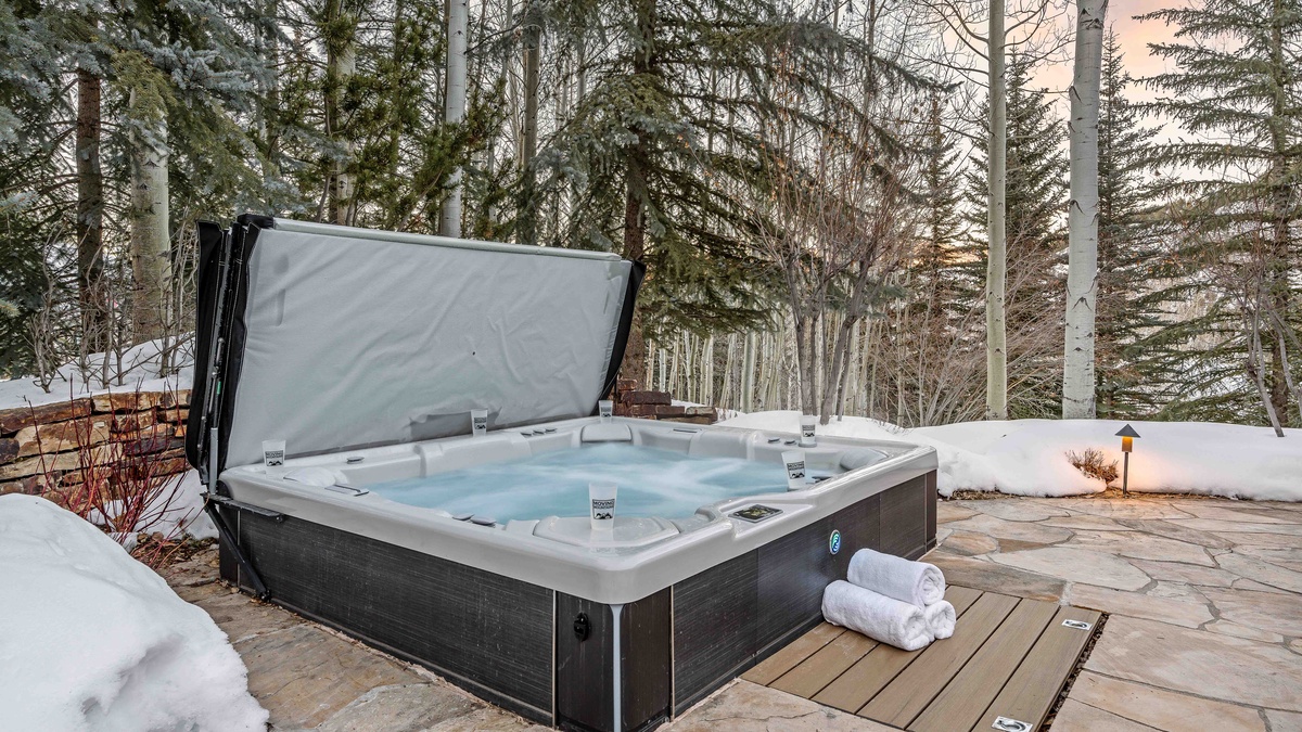 Private hot tub on secluded back patio