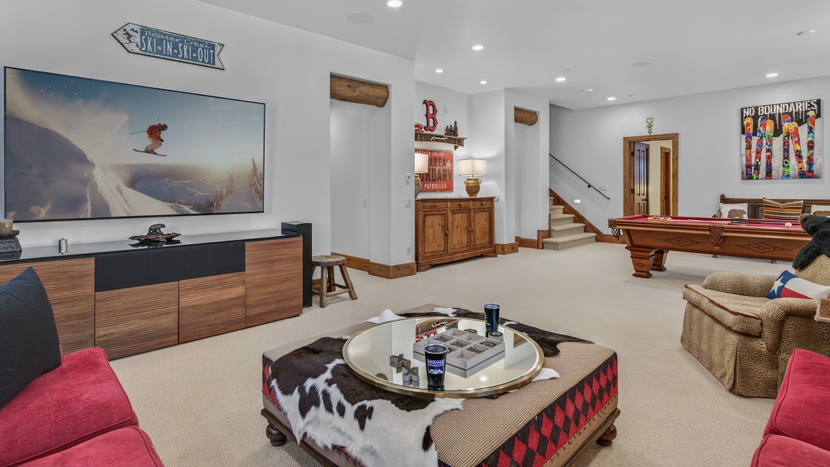 Family Room, Lower Level - Open entertainment space with seating area