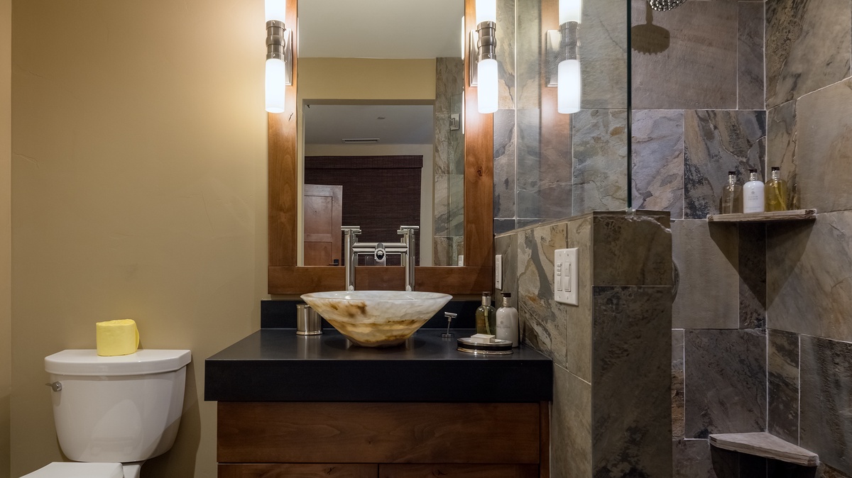 Bedroom 5, Main Level - Ensuite with single vanity and walk-in shower