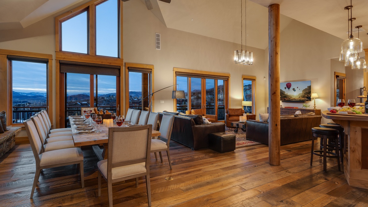 Great Room, Mid-Level - Great room and dining area with open layout and stunning views