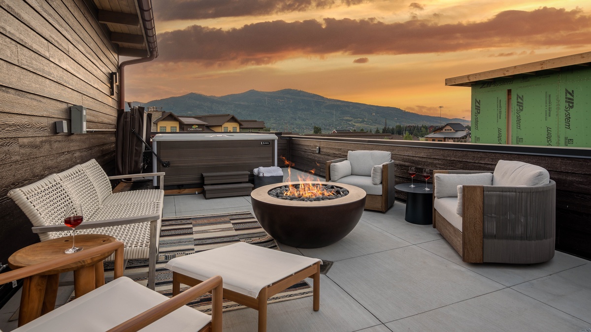 Rooftop Deck, Upper Level - Spacious rooftop deck with fire pit and stunning views