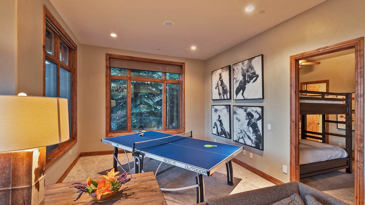 Ping pong table on lower level
