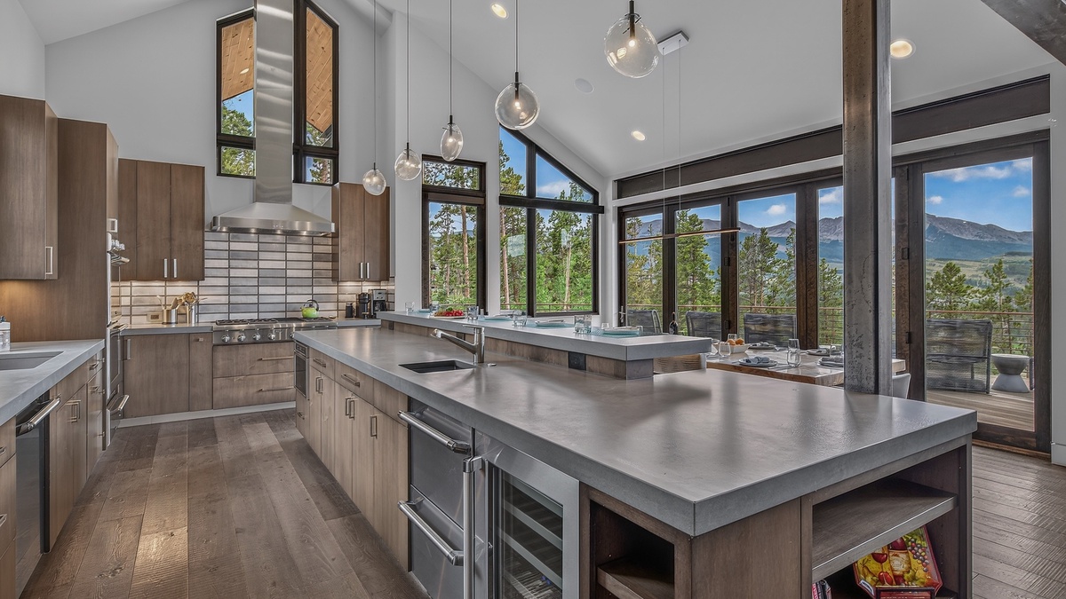Kitchen, Main Level - Island with mountain views
