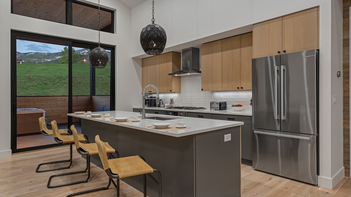 Gourmet kitchen with bar seating