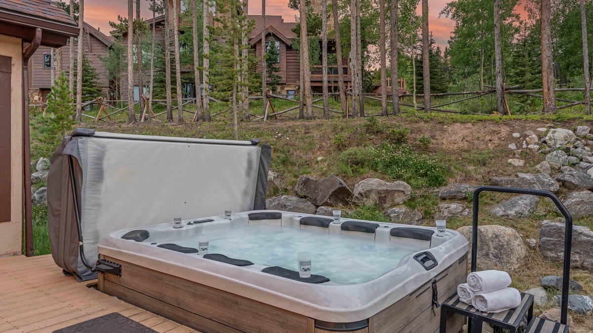 Private hot tub on the main level patio
