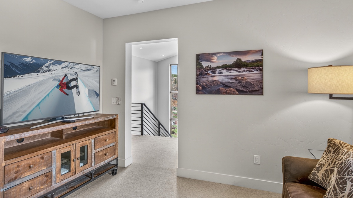 Family Room, Upper Level - Seating area with TV and sofa bed