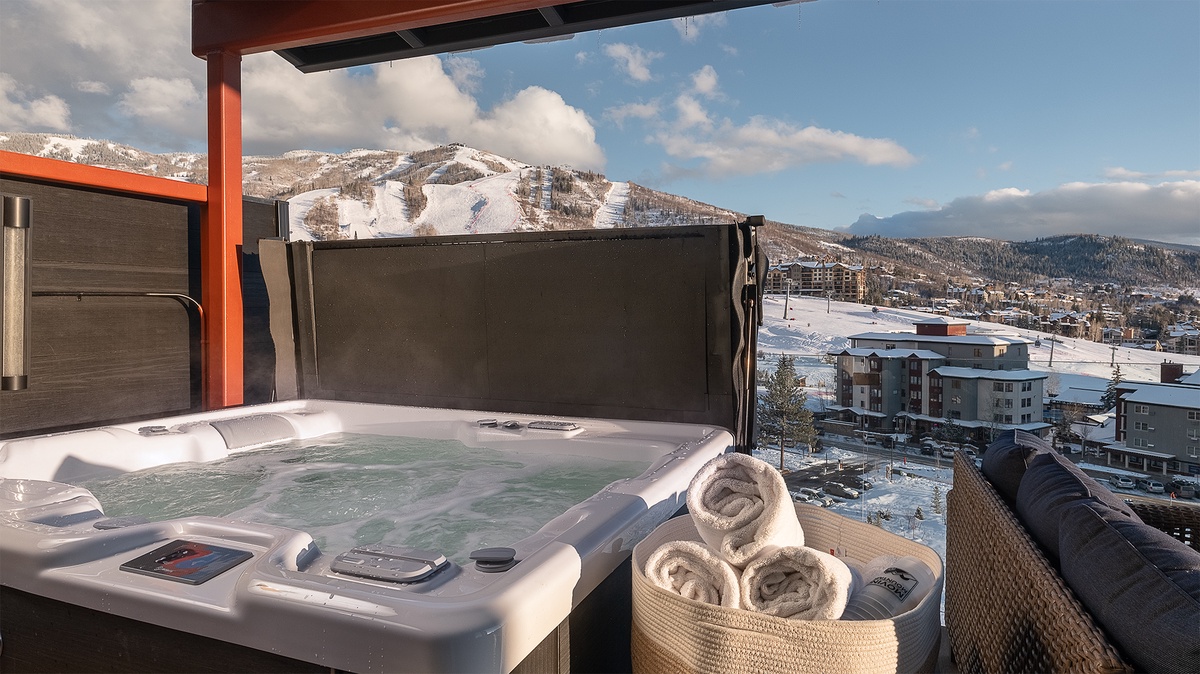 Hot Tub, Upper Level Deck - Private hot tub with slopeside views