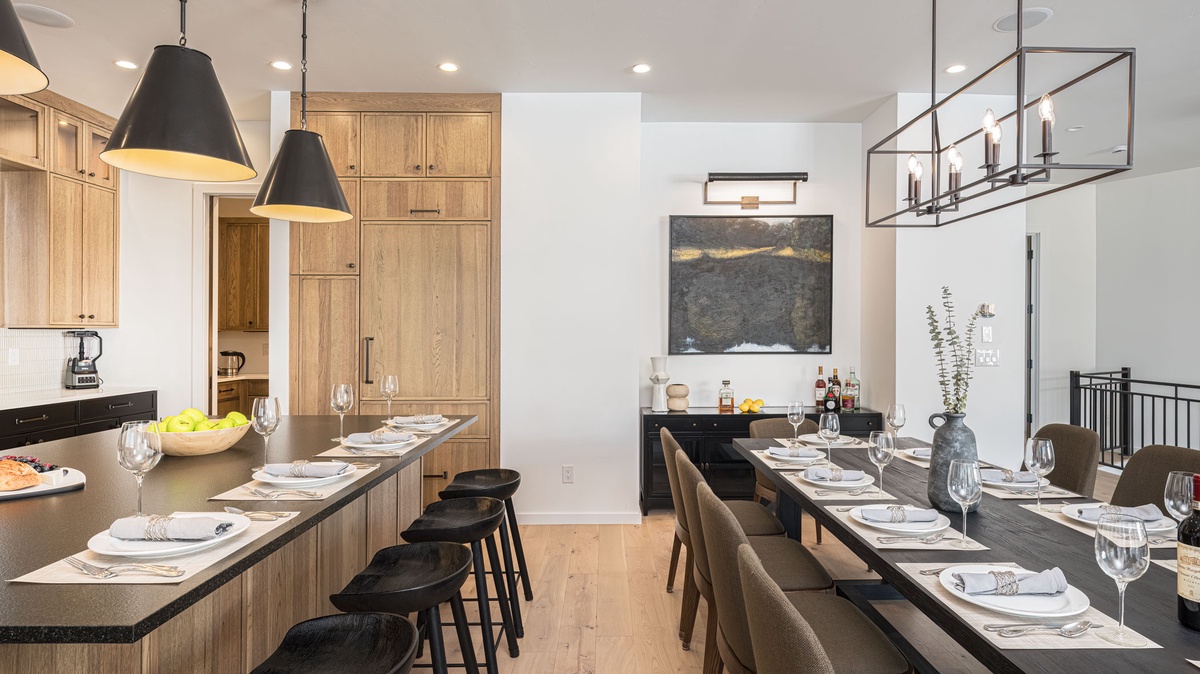Dining Area, Upper Level - Dining table with bench and chair seating