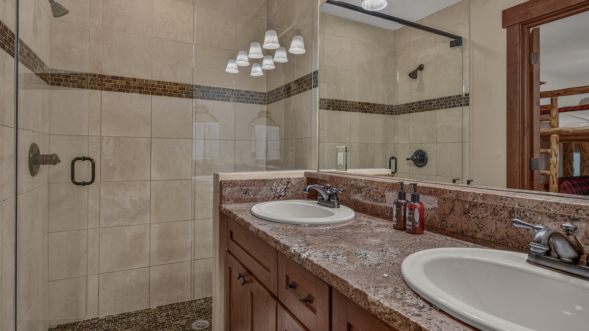 Bedroom 3, Lower Level - Ensuite with double vanity and walk-in shower