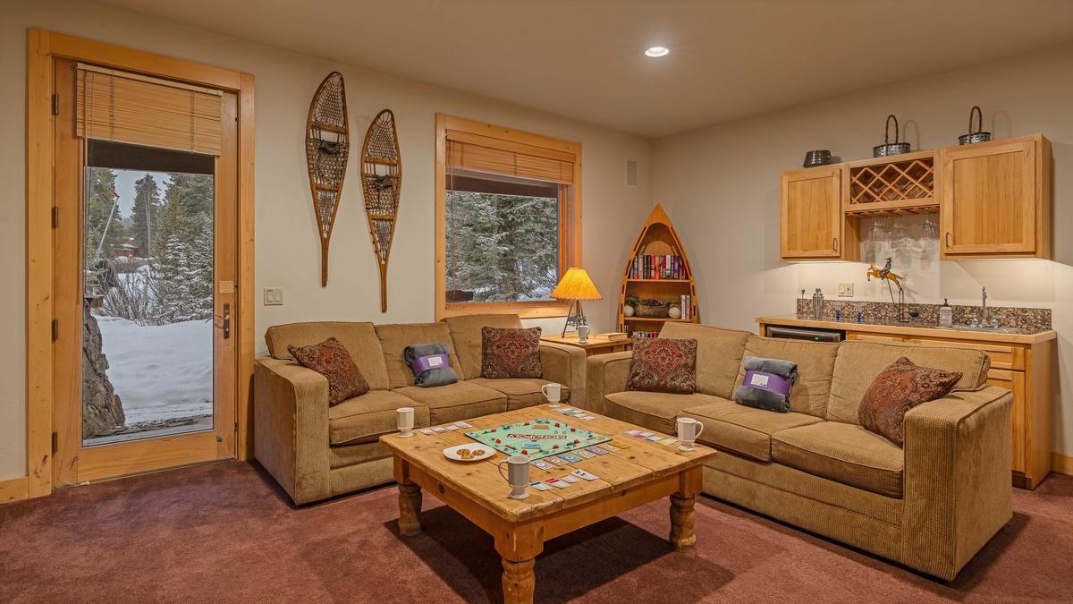 Lower level family room with backyard access