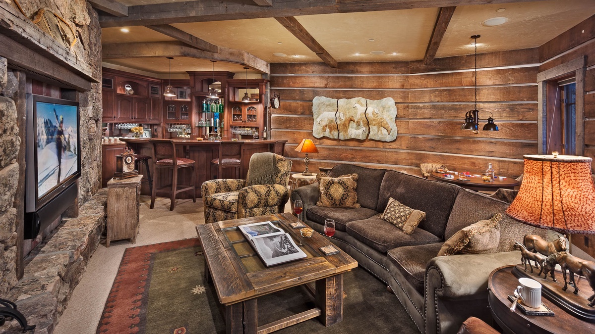Family room on lower level with wet bar