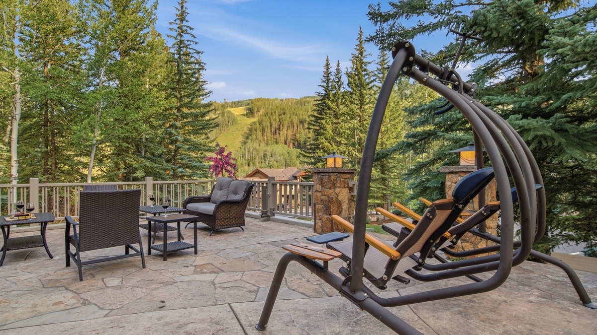 Views of ski runs from patio
