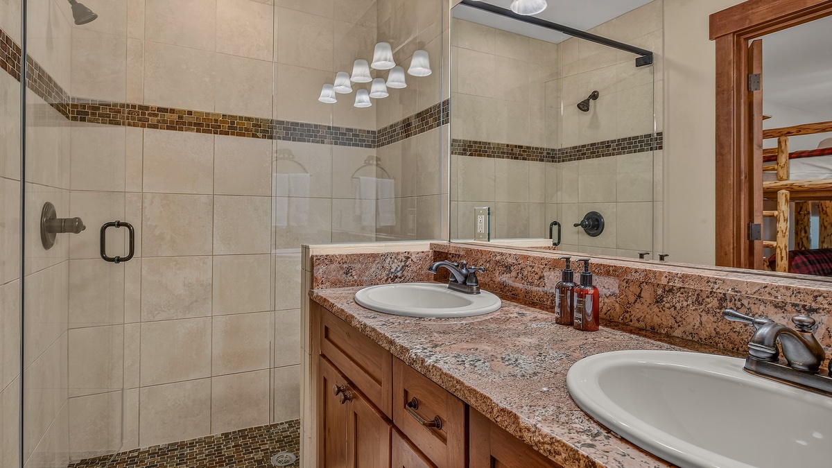 Bedroom 3, Lower Level - Ensuite with double vanity and walk-in shower