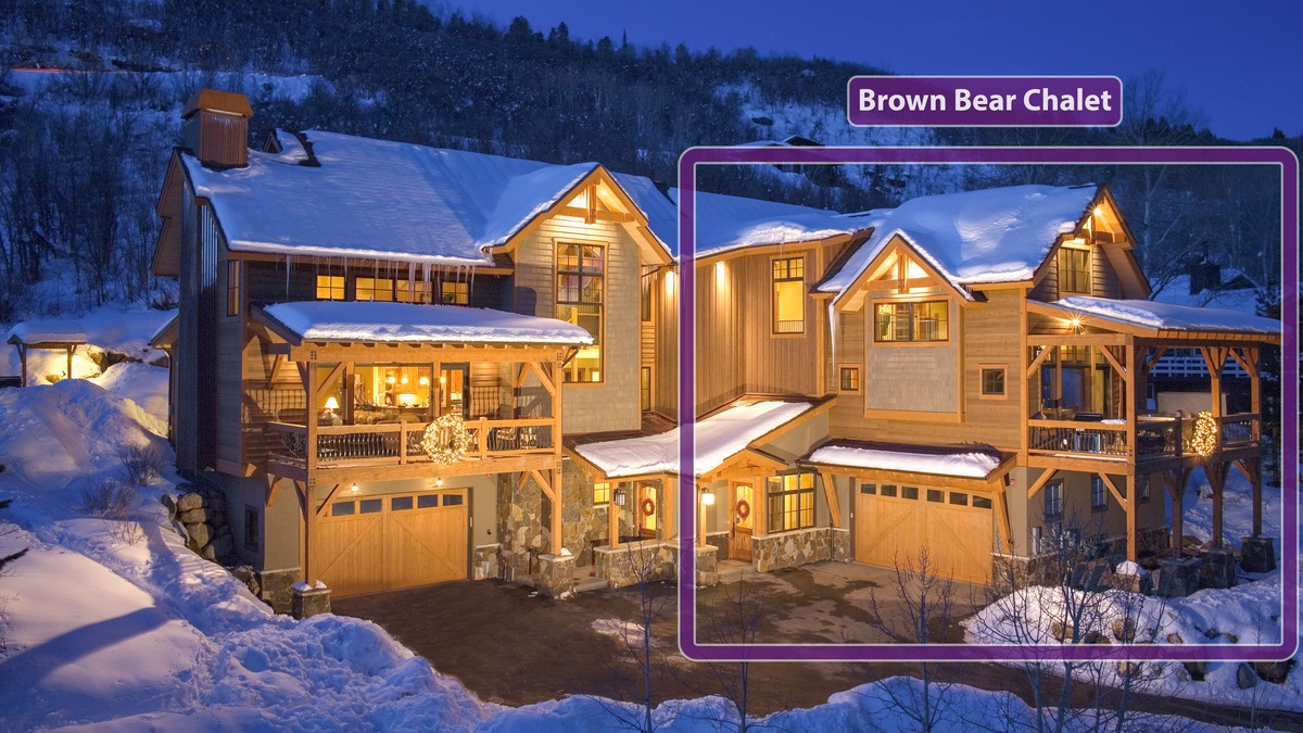 Winter exterior of Brown Bear Chalet
