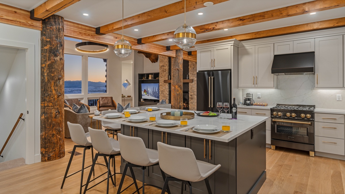 Gourmet kitchen with breakfast bar seating
