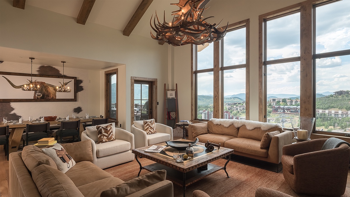 Great Room, Main Level - With ski slope views