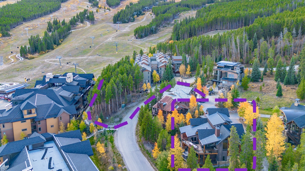 Aerial view with skier access