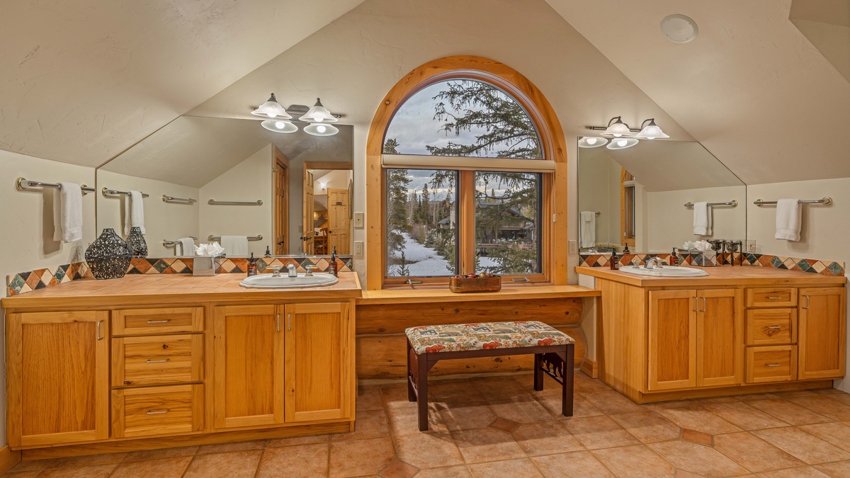 Bedroom 1, Upper Level - Primary ensuite with dual vanities and sitting area between