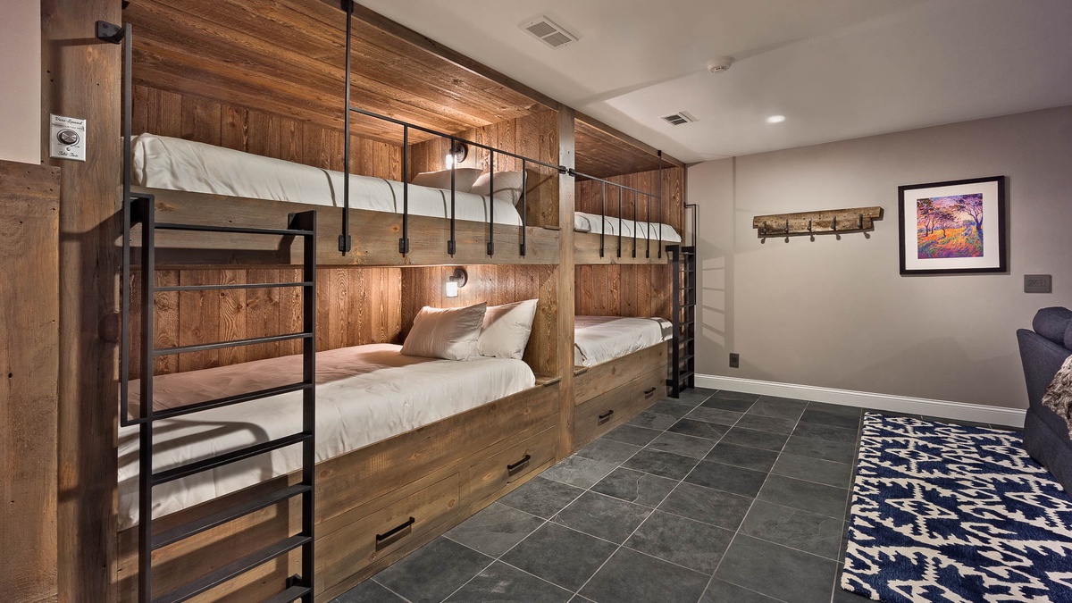 Bunkbeds on lower level in family room