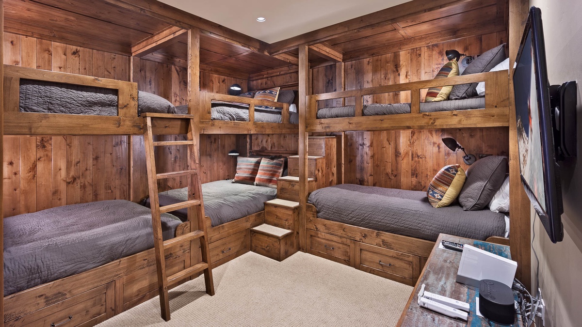 Bedroom 3, Main Level - Bunk room with two full-over-full bunks and one XL twin-over-XL twin bunk