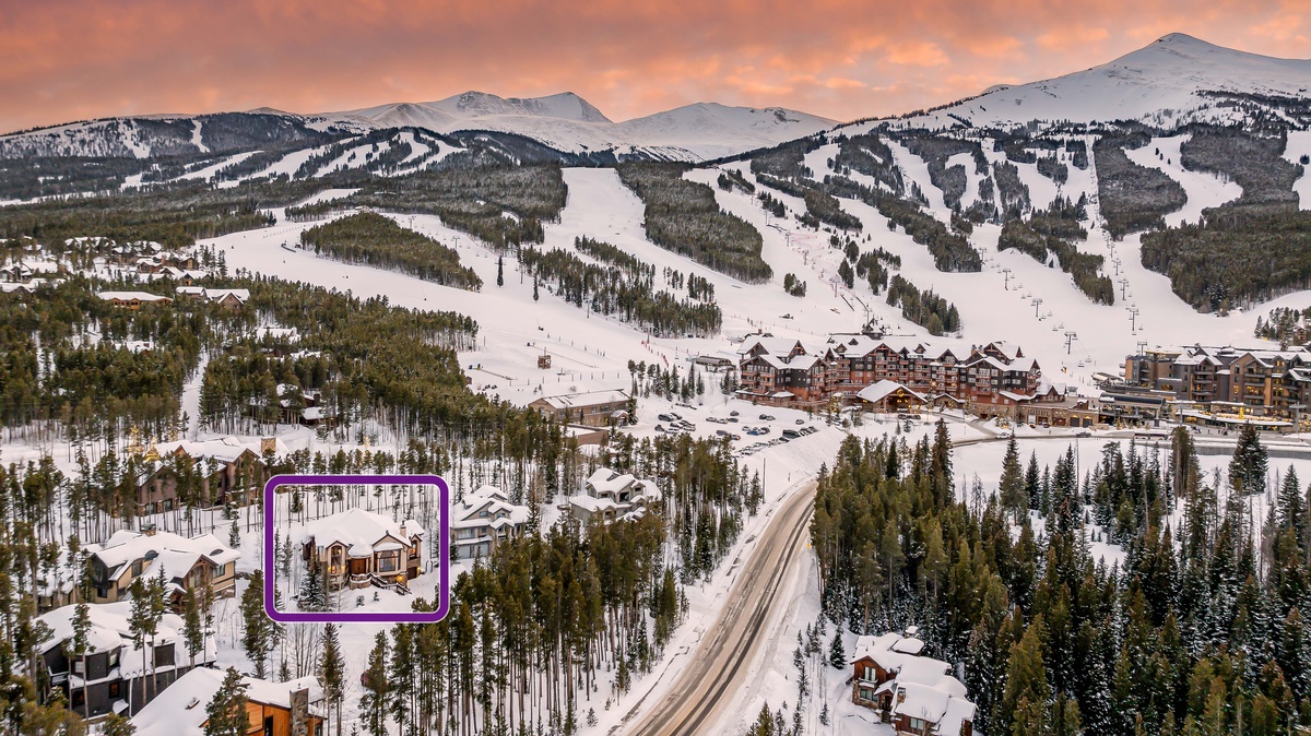 Aerial of Boulder Ridge Retreat and the Breckenridge Peak 8 Base Area