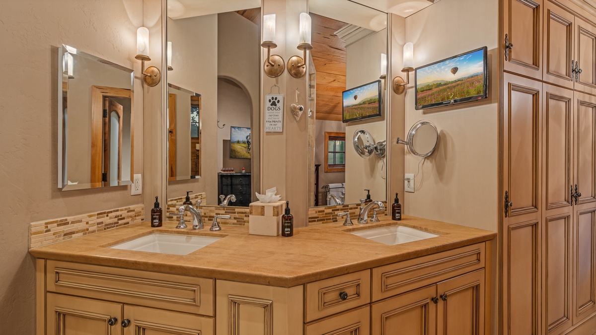 Bedroom 1, Upper Level - Primary ensuite with dual vanities