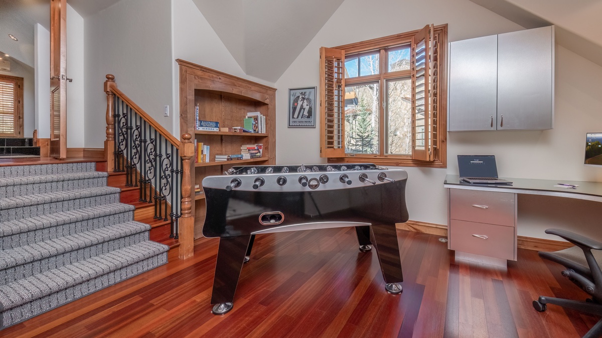 Loft, Upper Level - Open loft with foosball table and workspace