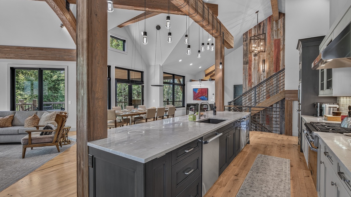 Kitchen, Upper Level - Island with pendant lighting