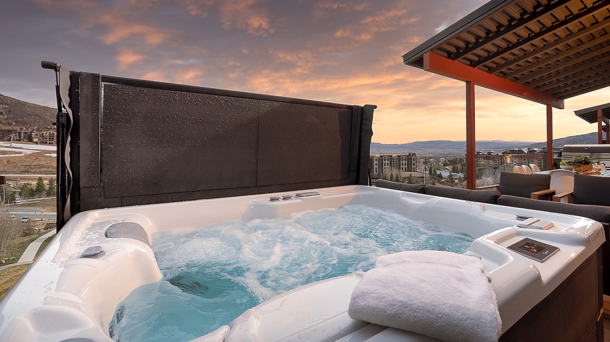 Hot Tub, Upper Level Deck - Hot tub on deck with mountain views