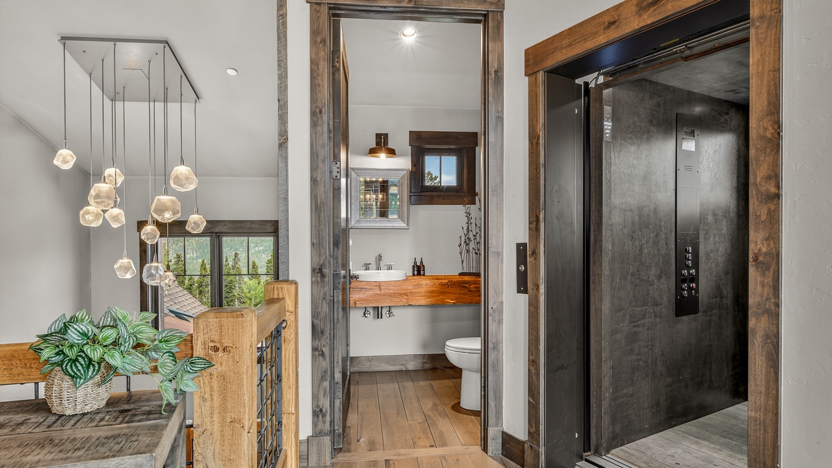Elevator & Powder Room, Upper Level