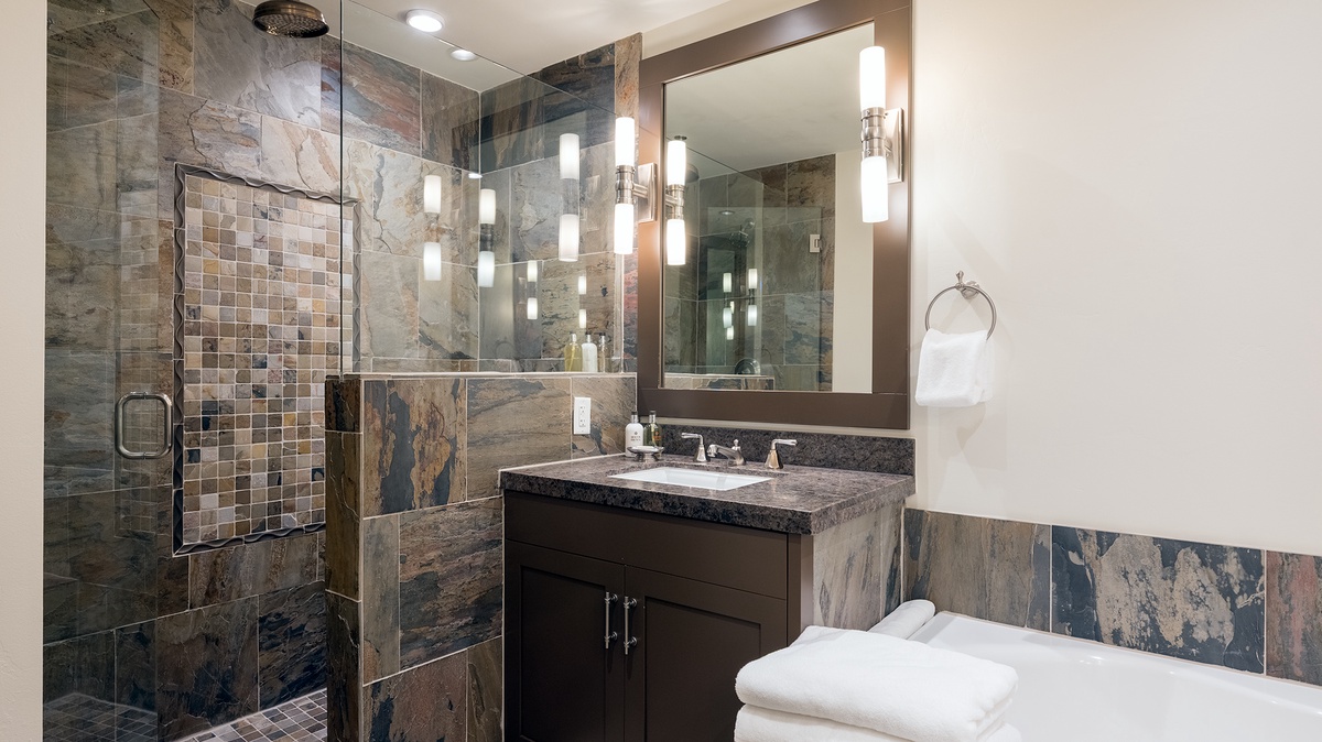Bedroom 2, Main Level - Ensuite with single vanity and walk in shower