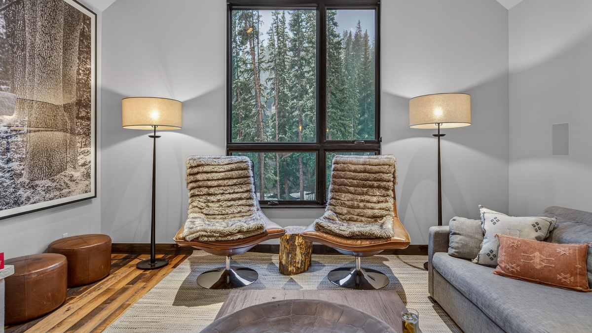 Great Room, Main Level - Seating area with chairs and floor lamp